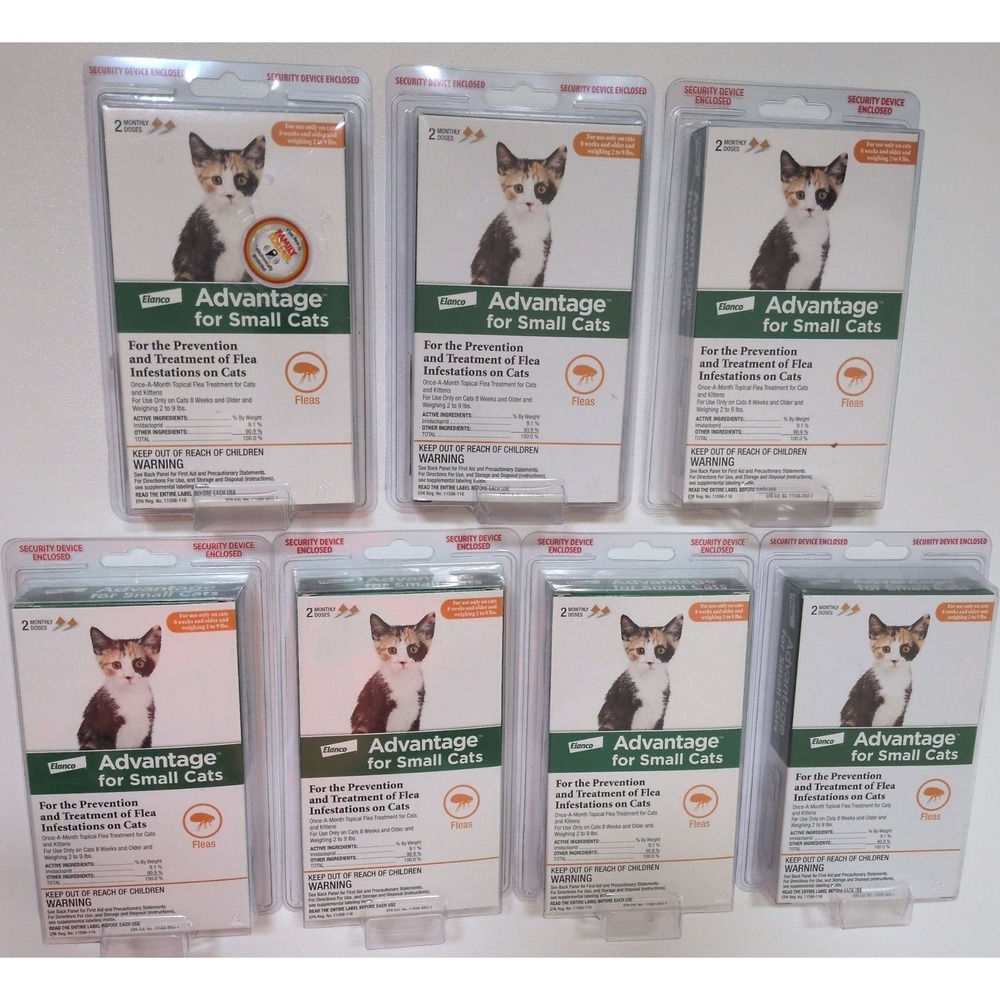 7 Pack Advantage for Small Cats 2-9 lbs Flea Treatment 14 Doses Total